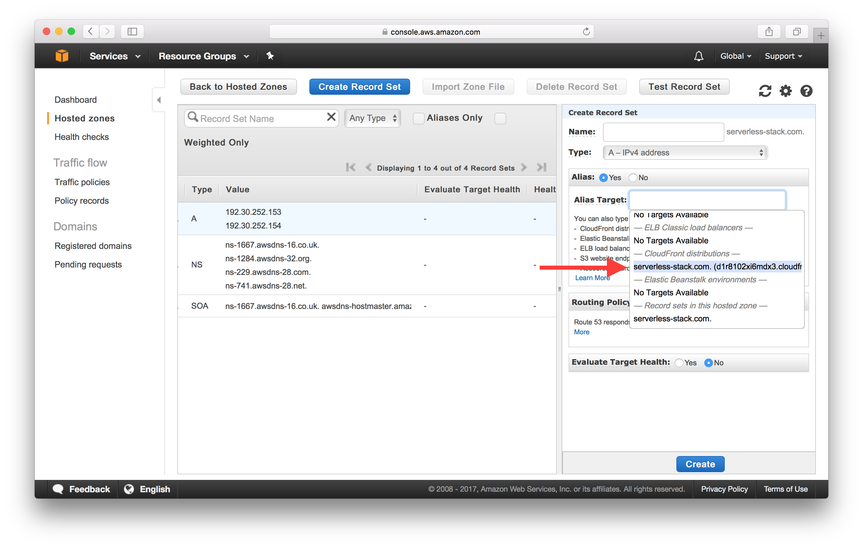 Select your CloudFront Distribution screenshot