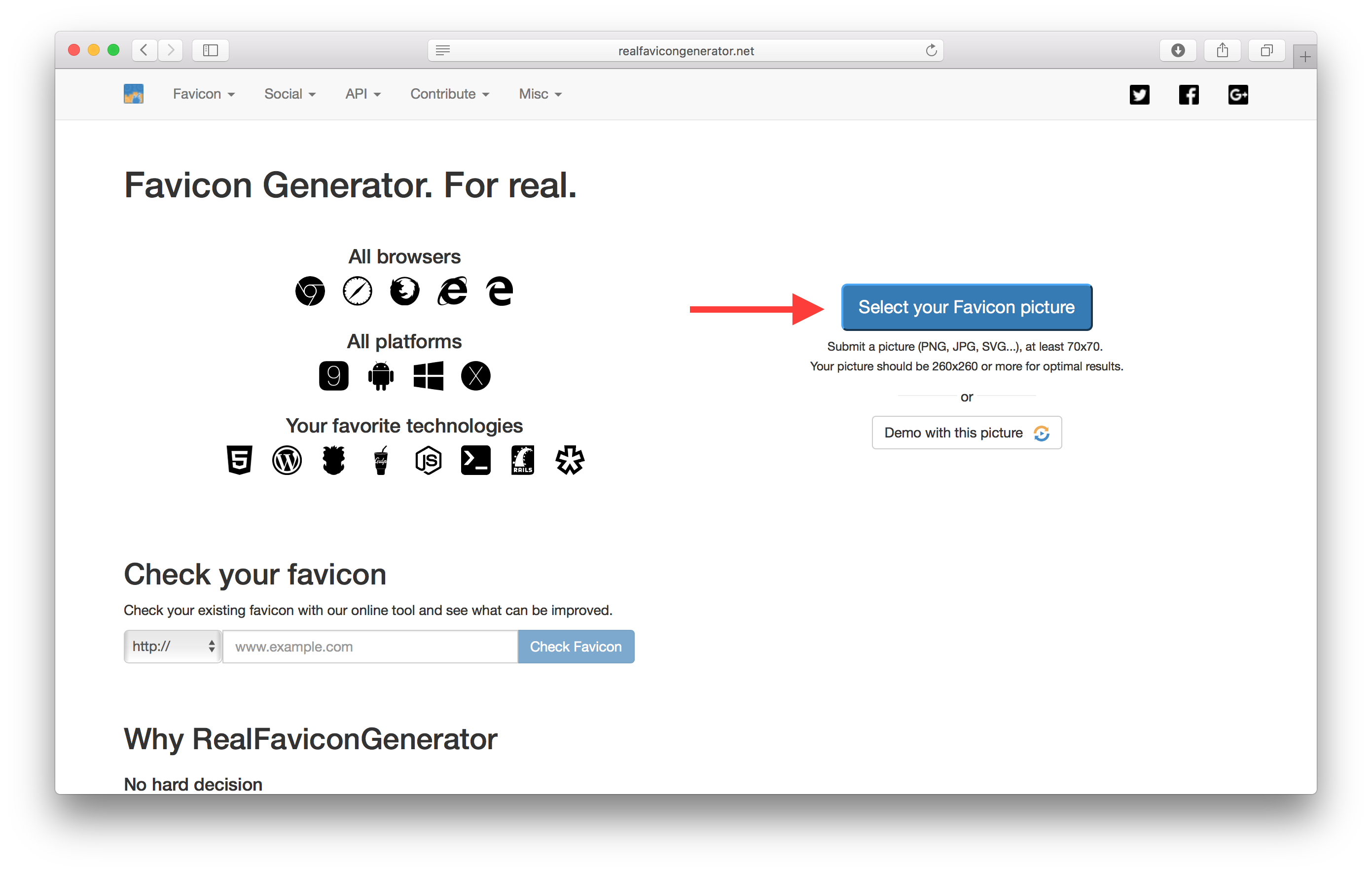 Realfavicongenerator.net screenshot